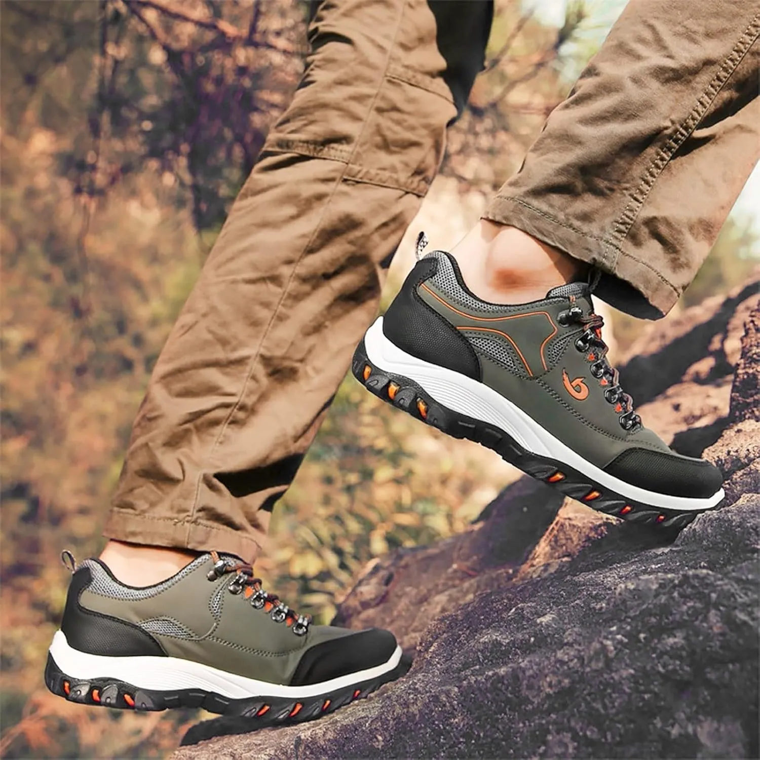 Men's White, Black, Grey Hiking Shoes - All Season, Flat Heel, Round Toe, Slip-On, Water Resistant, Slip-Resistant, Casual, Outdoor, Adult Men's Size