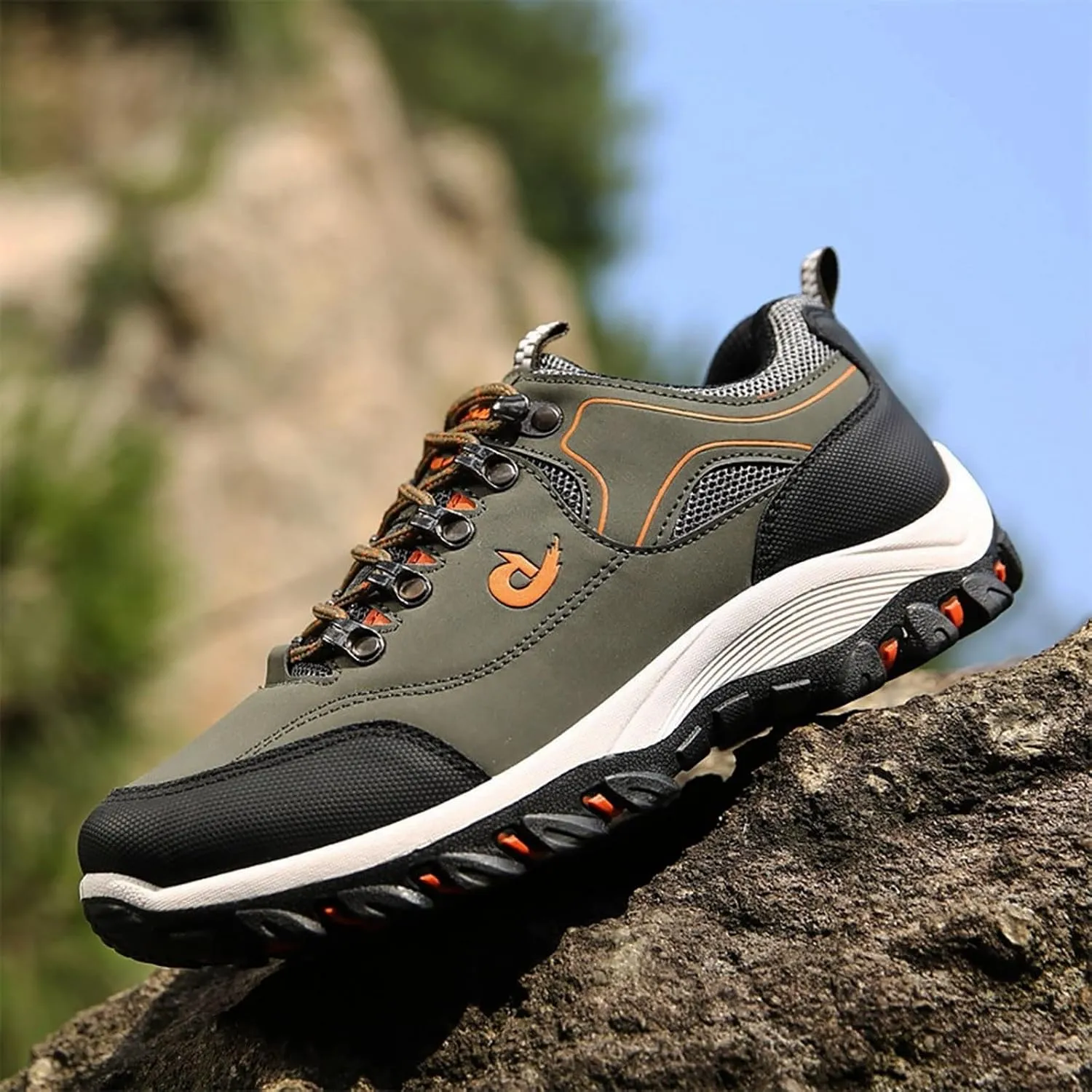 Men's White, Black, Grey Hiking Shoes - All Season, Flat Heel, Round Toe, Slip-On, Water Resistant, Slip-Resistant, Casual, Outdoor, Adult Men's Size