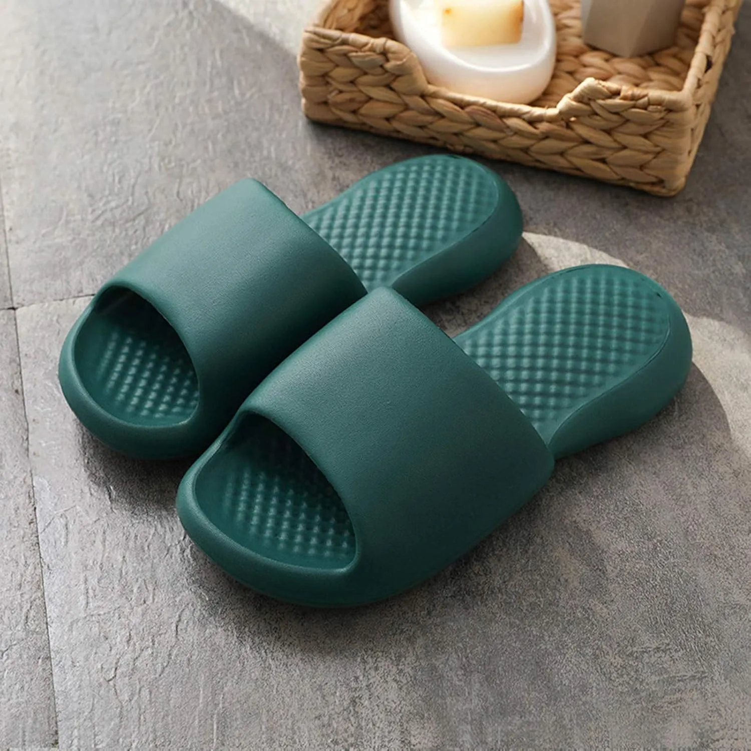 Mens Womens Non Slip Quick Drying Shower Slides Bathroom Sandals Ultra Cushion Thick Sole Cloud Slippers for Women and Men Ultra Soft Foldable Travel Slippers Lightweight Vacation Accessories