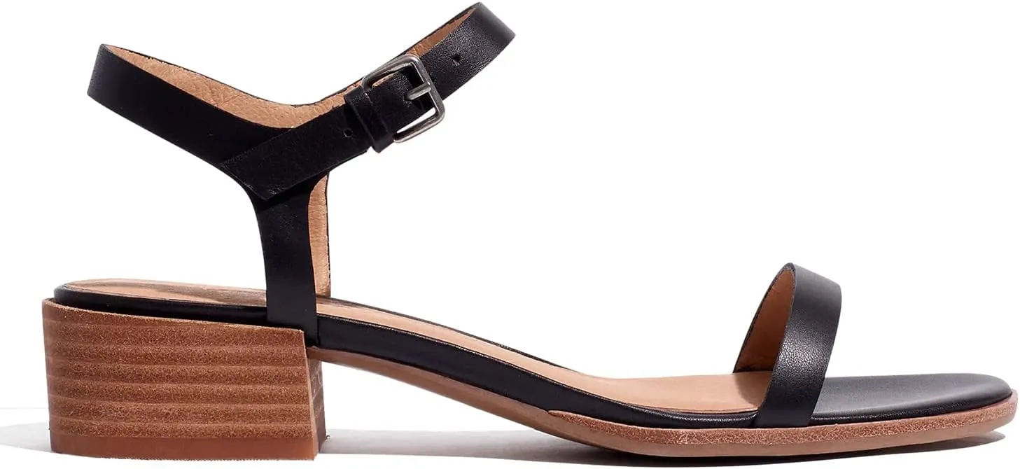 MOOMMO Women Low Block Heel Sandals Ankle Strap Round Toe Sandal Heels One Band Mid Chunky Heel Summer Dress Shoes Comfortable Office Work Casual Buckle Sandal Pumps Size 4-11 M US
