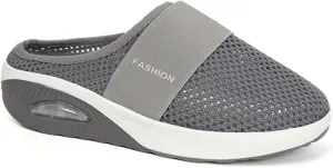 Mules Shoes for Women Backless Walking Sneakers Mesh Air Cushion Orthopedic Diabetic Shoes Backless Breathable Arch Support Sandals Outdoor Slippers Wide Width Clogs