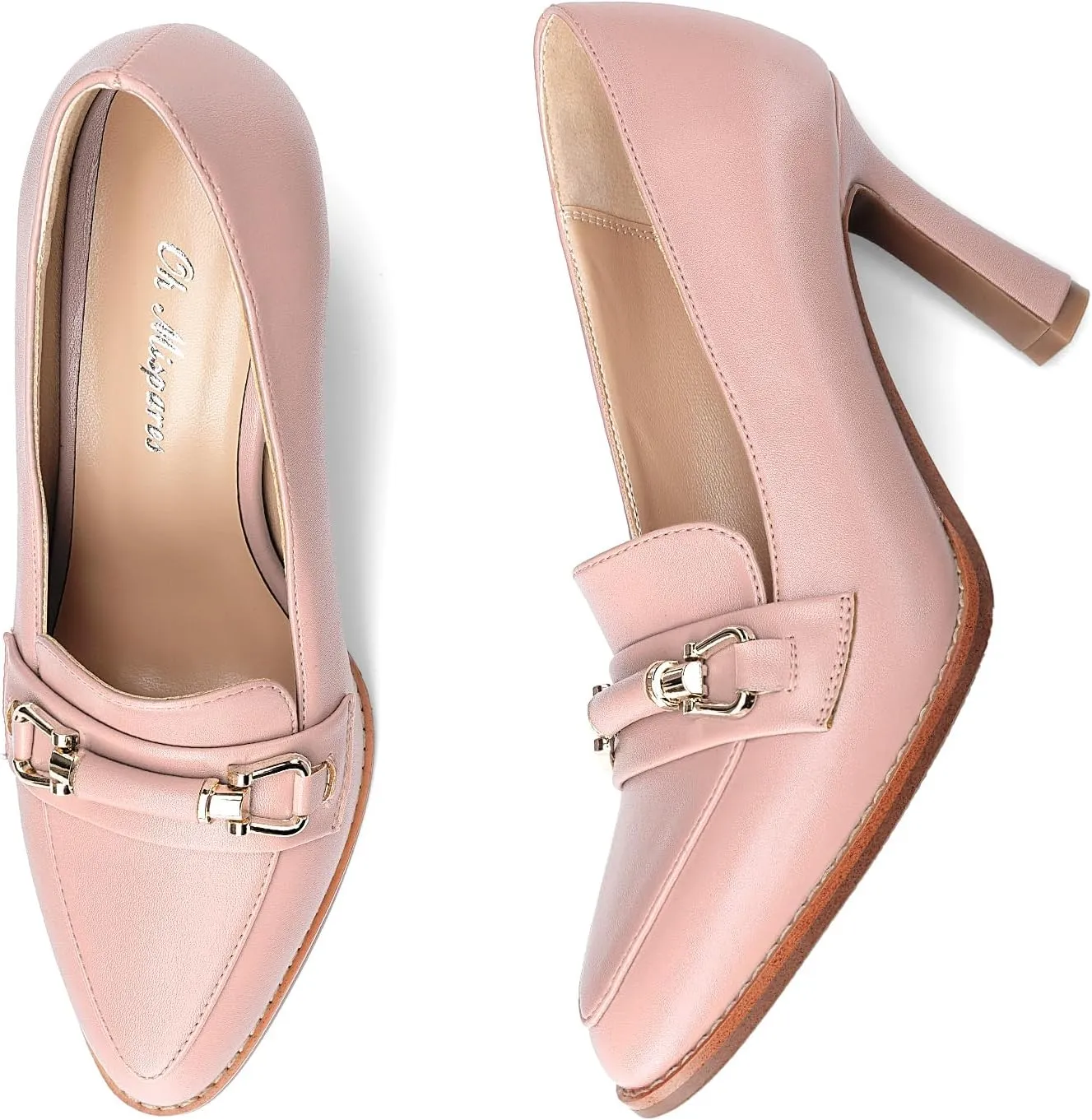 Oh Mispares Womens Stiletto High Heel Pumps Pointed Toe Slip-on Loafers Shoes for Office Work Casual Daily Life Party 3.5 Inches Heels