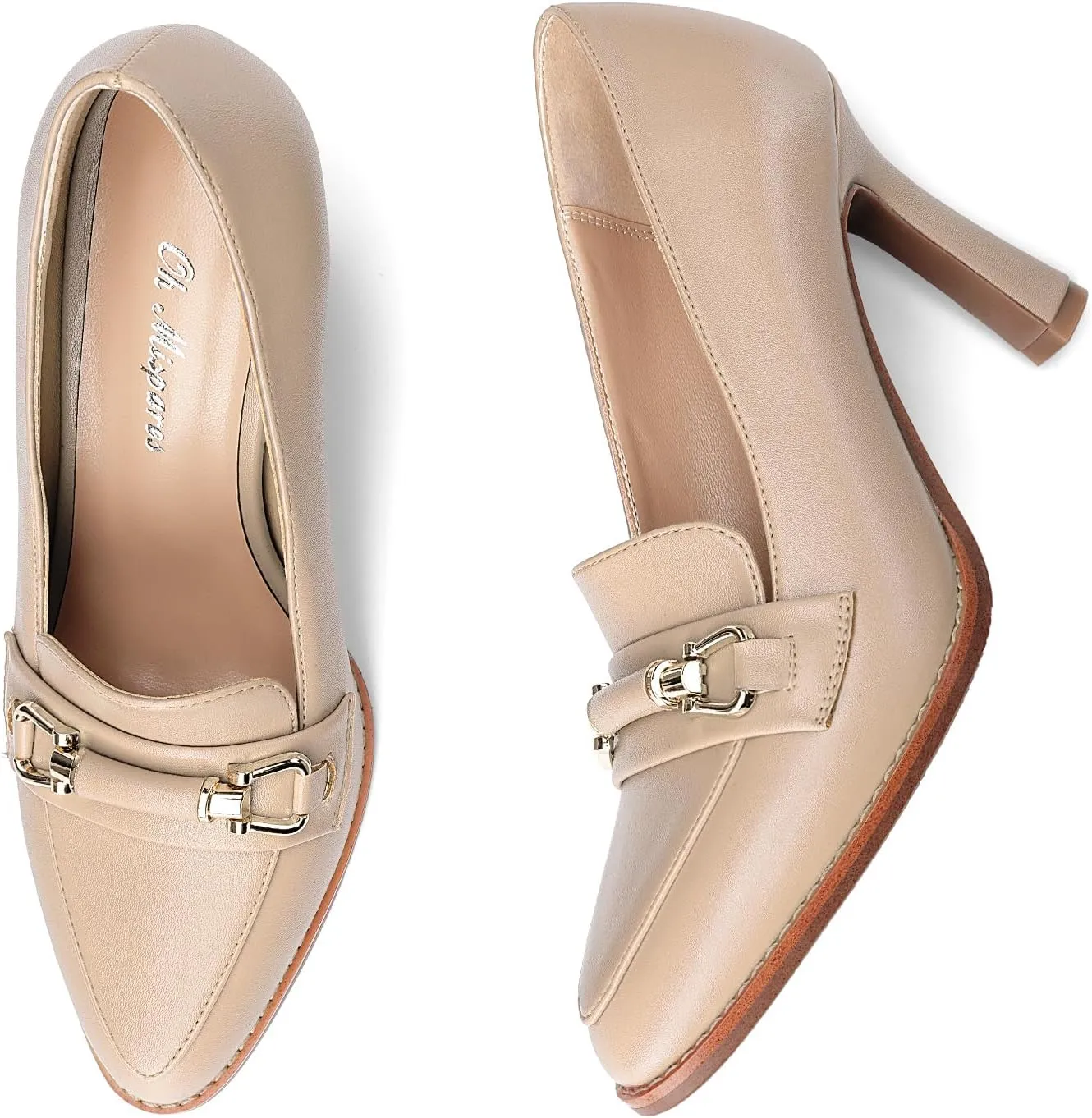 Oh Mispares Womens Stiletto High Heel Pumps Pointed Toe Slip-on Loafers Shoes for Office Work Casual Daily Life Party 3.5 Inches Heels