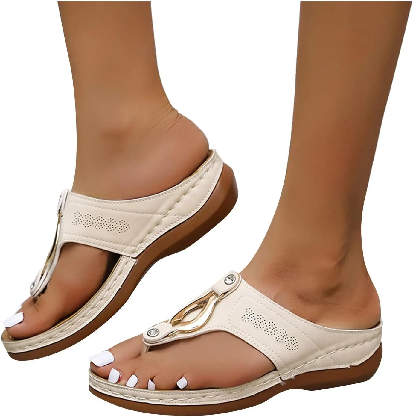 Orthopedic Sandals for Women Arch Support Flip Flops Wide Width Platform Wedge Beach Sandal for Woman Hollow Comfortable Boho Dressy Summer 2025 Cute