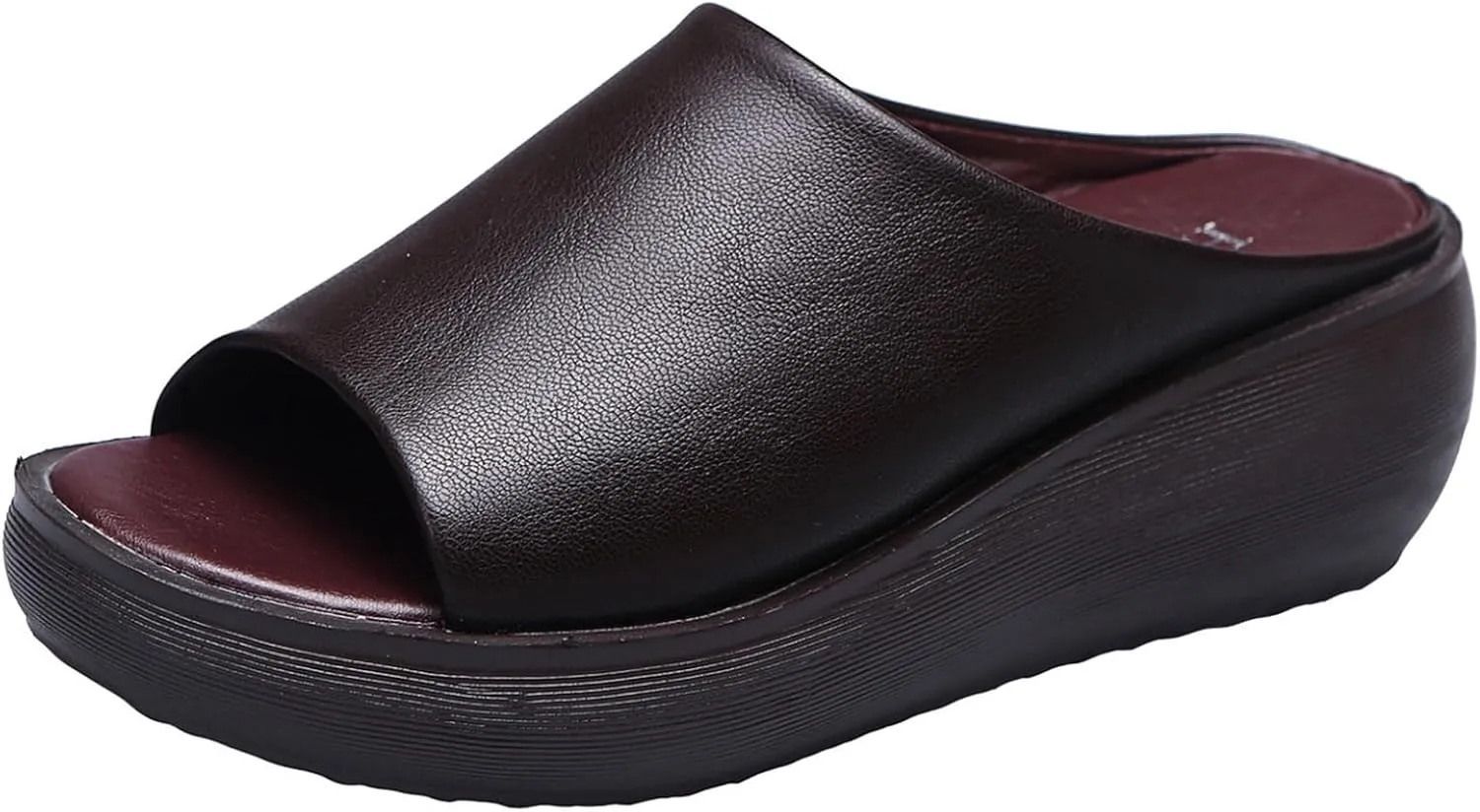 Orthopedic Sandals for Women Orthotic Leather Wedges Slides Damping Sole Upgradation Stretch Lightweight Sandals Slides Arch and Heel Support Platform Comfortable Walking Shoes