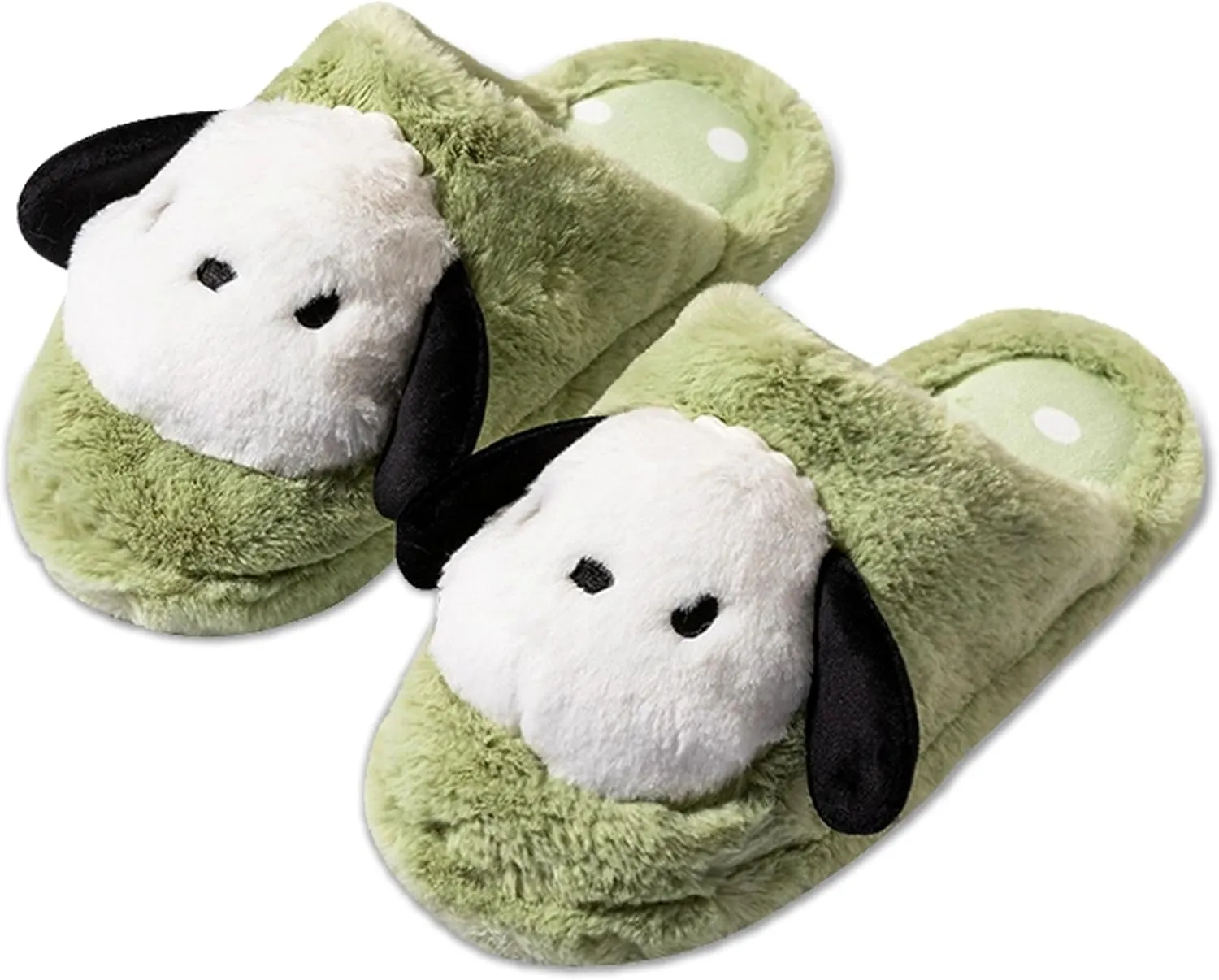 Roffatide Cartoon Cute Plush Open Back Floor Slippers Indoor Shoes Fuzzy Slippers with Rubber Sole for Girls Women