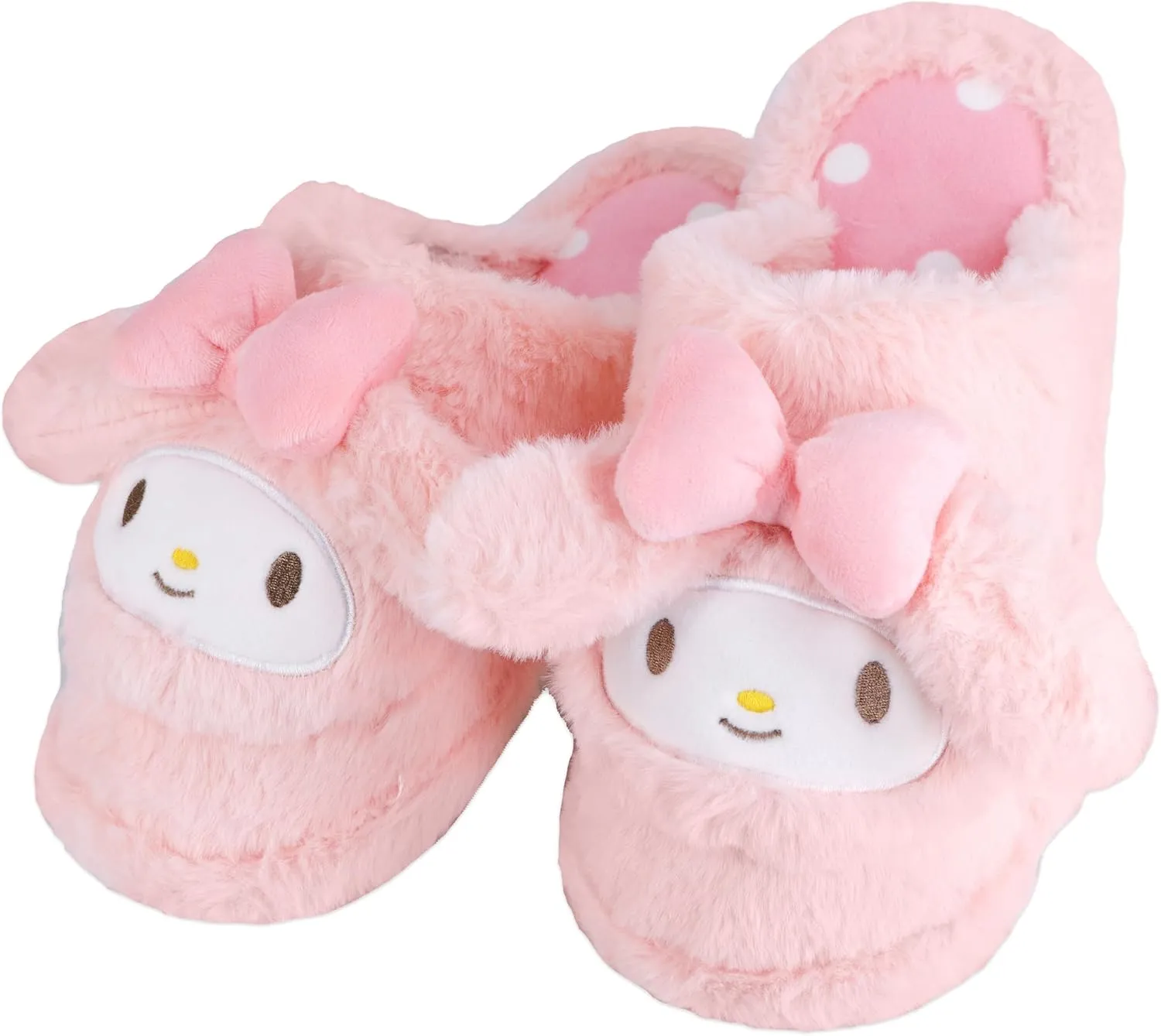 Roffatide Cartoon Cute Plush Open Back Floor Slippers Indoor Shoes Fuzzy Slippers with Rubber Sole for Girls Women