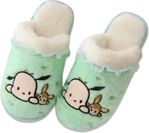 Roffatide Cartoon Cute Plush Open Back Floor Slippers Indoor Shoes Fuzzy Slippers with Rubber Sole for Women