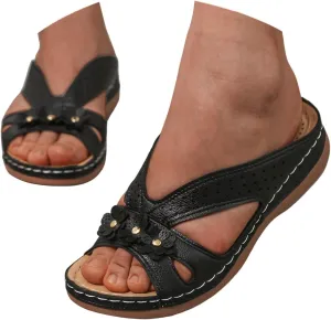 Sandals for Women Wedge Shoe 2025 Slip On Dressy Summer Slides Footbed Cushion Walking Sandal Lightweight Memory Foam Platform Comfortable Casual Retro Slides Shoes