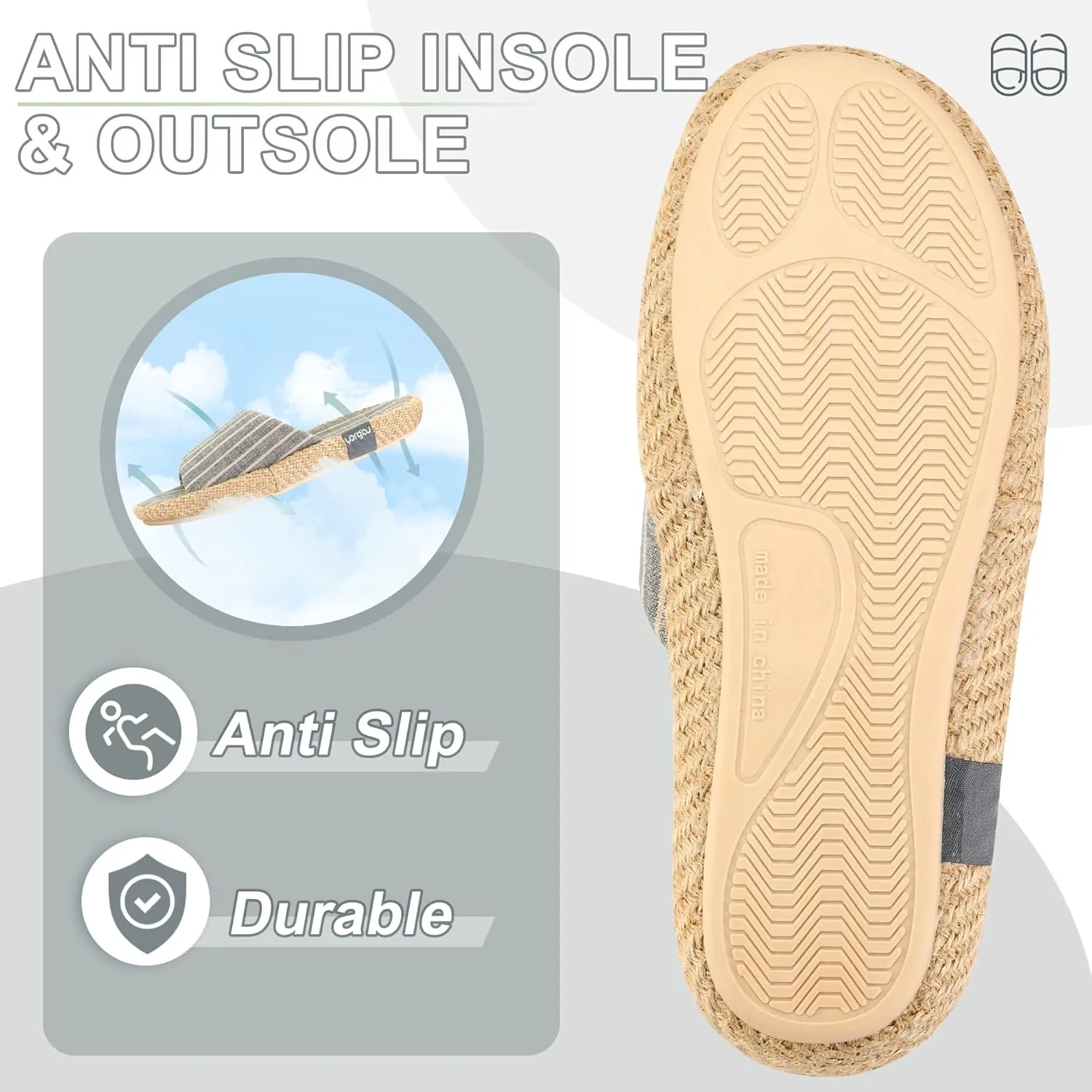 Summer House Slippers for Women Indoor Open Toe Women House Slippers Cotton and Linen Shoes Breathable Home TPR Outsole