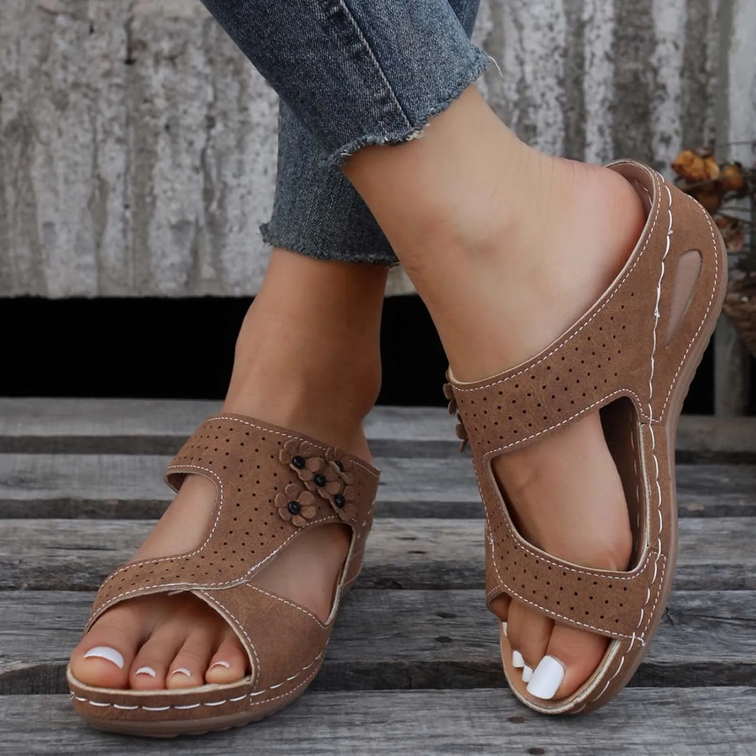 Summer Slides Sandals for Women Low Arch Support Sandals Shower Slide Sandals Cloud Slippers for Women