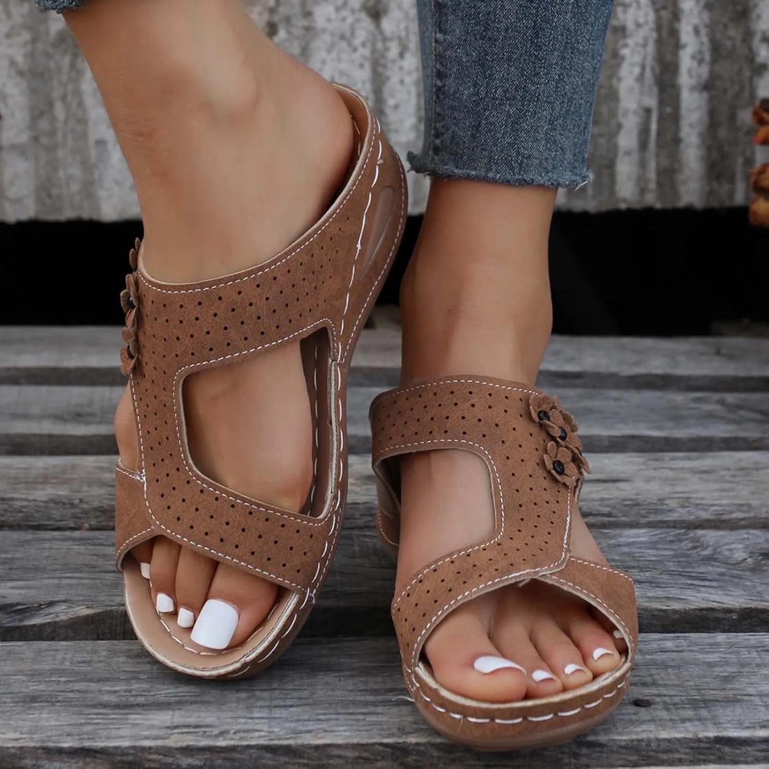 Summer Slides Sandals for Women Low Arch Support Sandals Shower Slide Sandals Cloud Slippers for Women