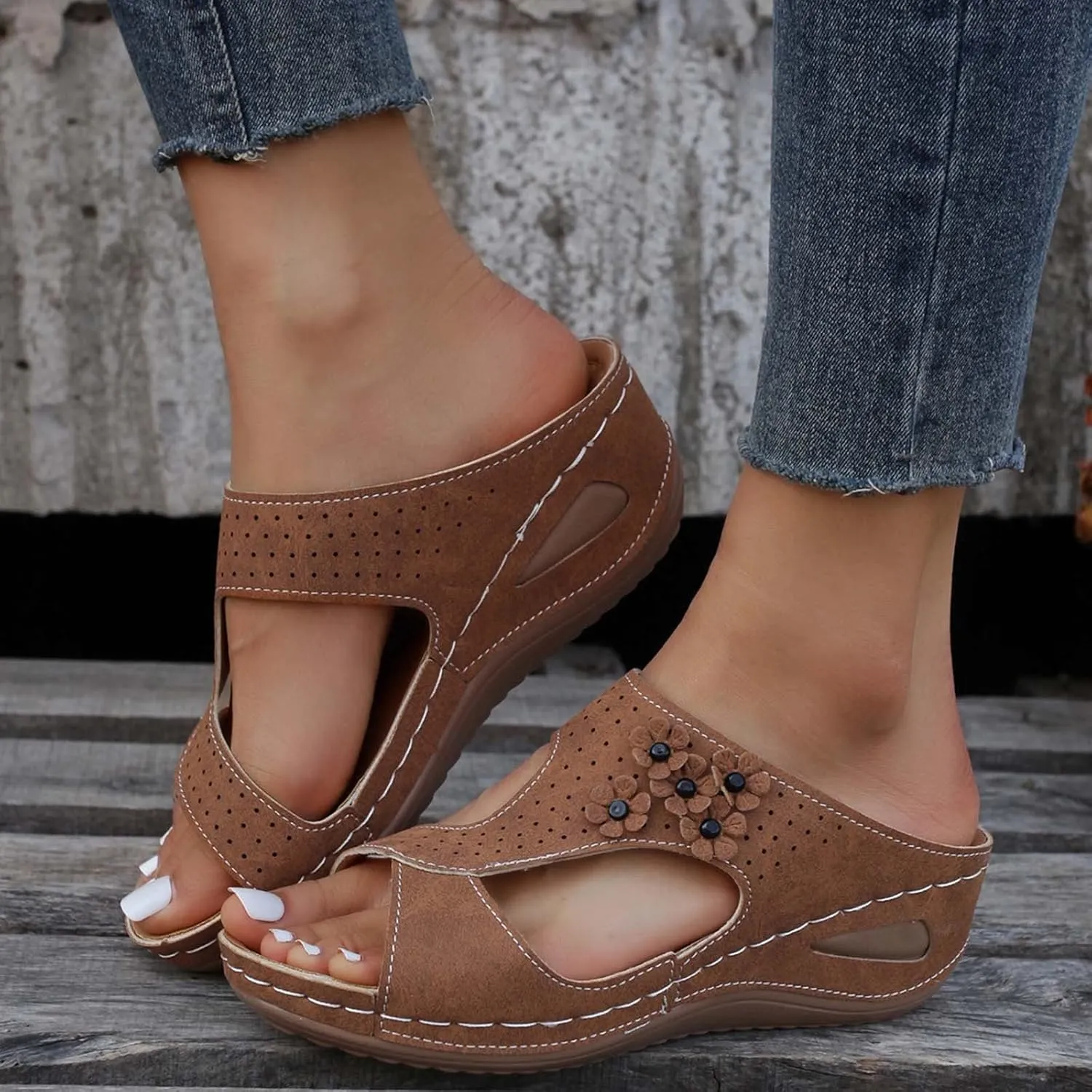 Summer Slides Sandals for Women Low Arch Support Sandals Shower Slide Sandals Cloud Slippers for Women