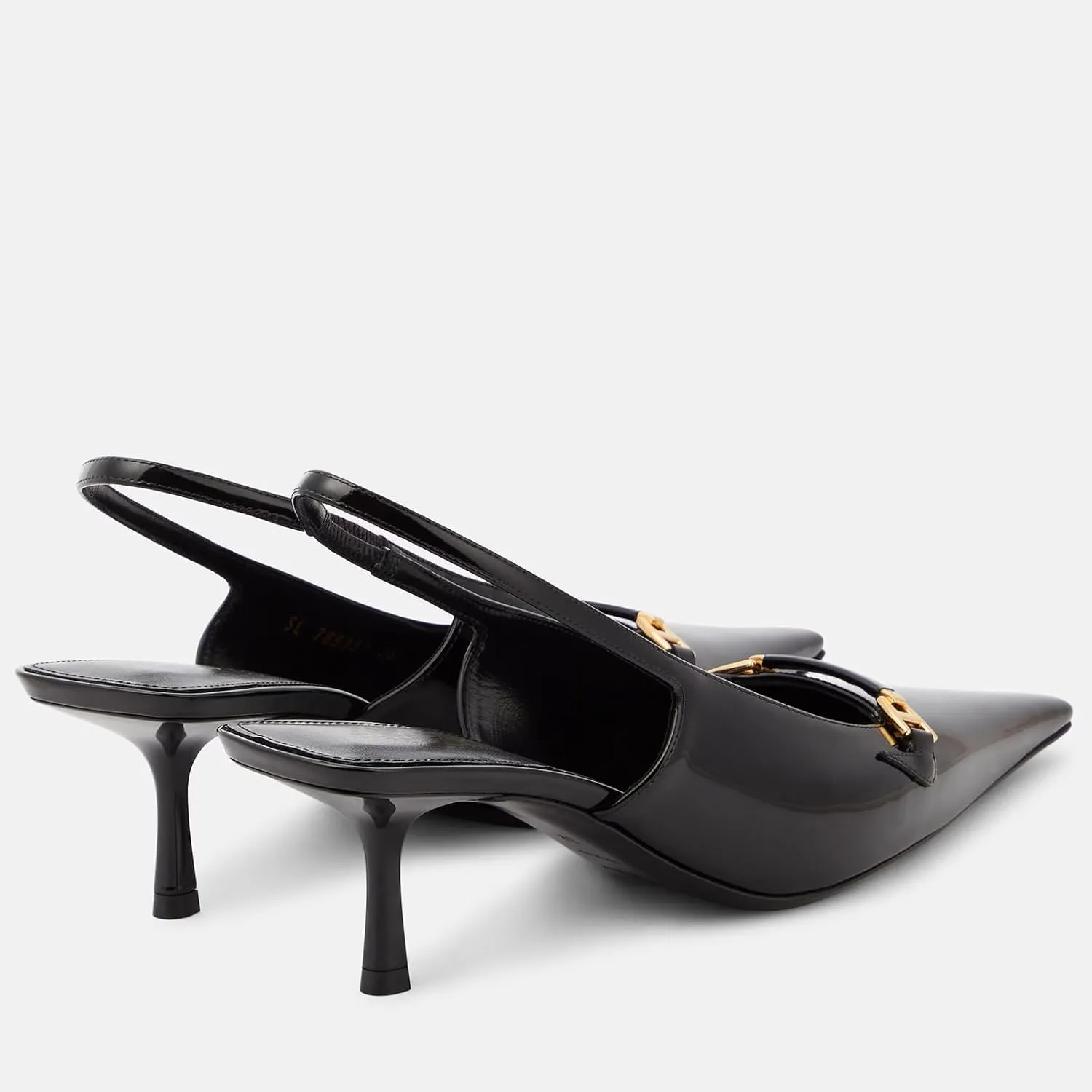 THESHY Women's Slingback Kitten Heels Pointed Toe Stiletto High Heels Patent Leather Pumps Backless Slip-on Dress Pumps for Women