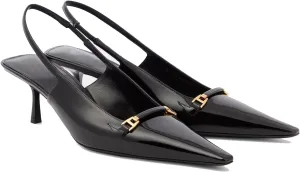THESHY Women's Slingback Kitten Heels Pointed Toe Stiletto High Heels Patent Leather Pumps Backless Slip-on Dress Pumps for Women