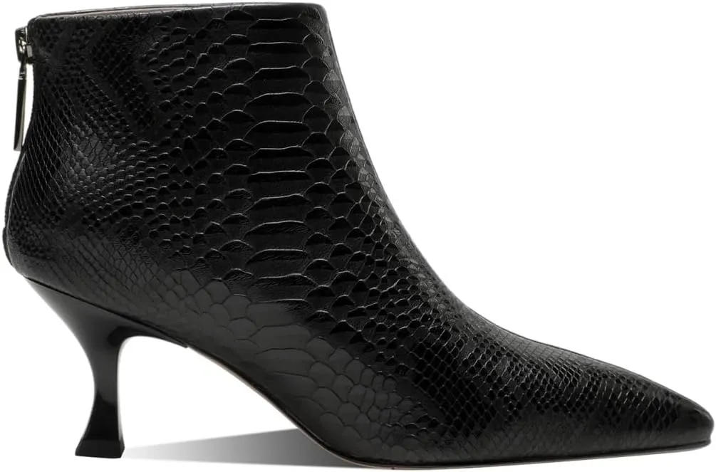 TinaCus Embossed Genuine Leather Back Zipper Women's Pointed Toe Stiletto Heels Handmade Ankle Boots