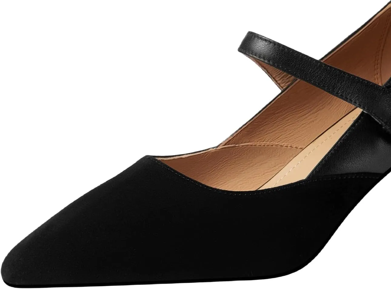 TinaCus Suede & Genuine Leather Women's Pointed Toe Handmade Kitten Heels Cute Pumps Shoes