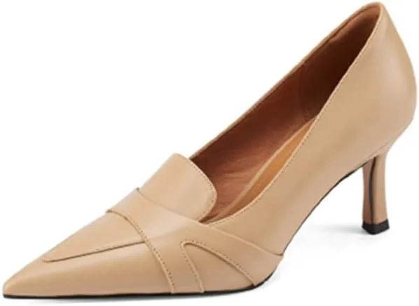 TinaCus Women's Genuine Leather Handmade Pointed Toe Stiletto Heels Stylish Pumps Shoes