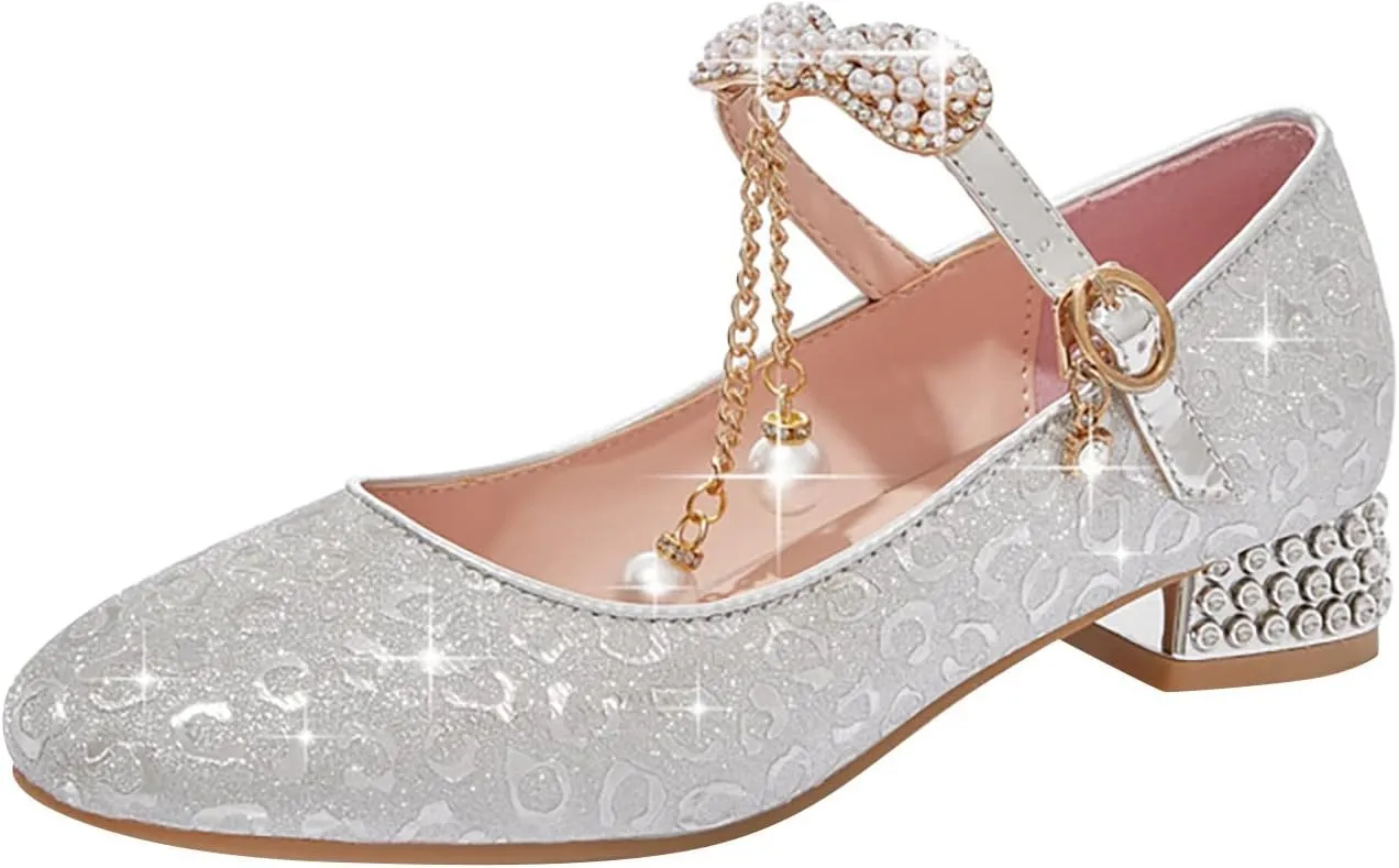 Toddler Mary Jane Shoes Round Toe Chunky Block Heel Mary Jane Flats Oxfords Dress Shoes for Party School Wedding