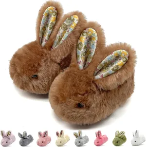 Toddler Slippers Girls Boys Kids Bunny House Slipper Winter Cute Rabbit Slippers Warm Soft Plush Fuzzy Slippers Indoor Non-Slip Animal Cartoon Slippers