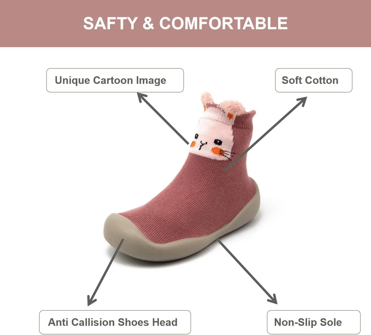 Toddler sock shoes baby boys girls Slippers shoes Baby Infant First Walking Shoes Rubber Sole Non-Skid Floor Slippers