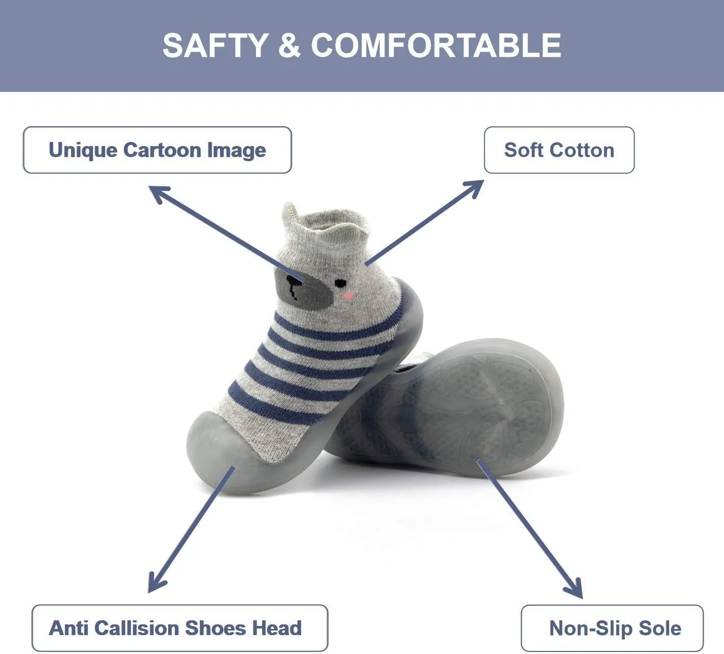 Toddler sock shoes baby boys girls Slippers shoes Baby Infant First Walking Shoes Rubber Sole Non-Skid Floor Slippers