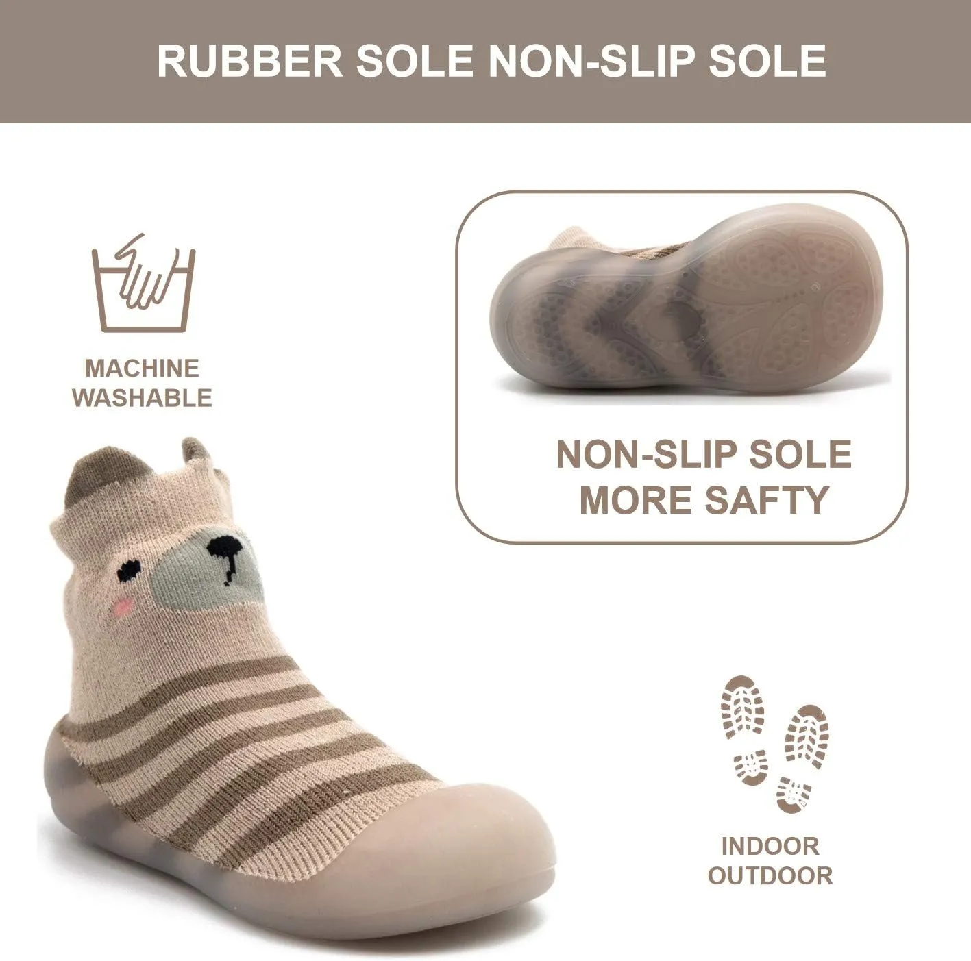 Toddler sock shoes baby boys girls Slippers shoes Baby Infant First Walking Shoes Rubber Sole Non-Skid Floor Slippers