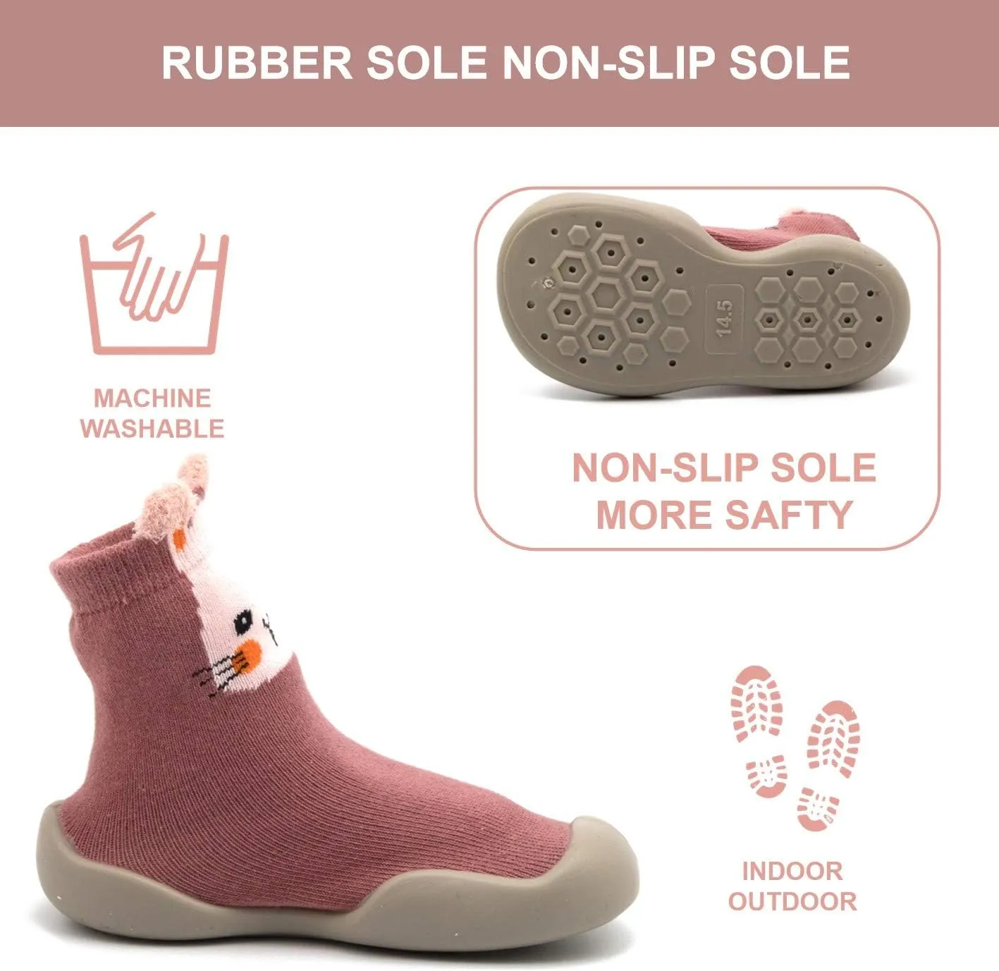 Toddler sock shoes baby boys girls Slippers shoes Baby Infant First Walking Shoes Rubber Sole Non-Skid Floor Slippers