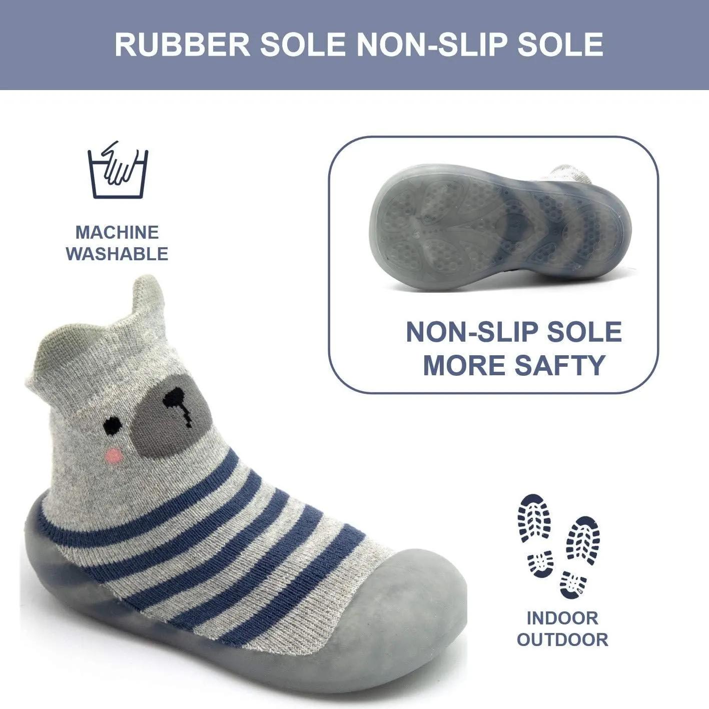 Toddler sock shoes baby boys girls Slippers shoes Baby Infant First Walking Shoes Rubber Sole Non-Skid Floor Slippers