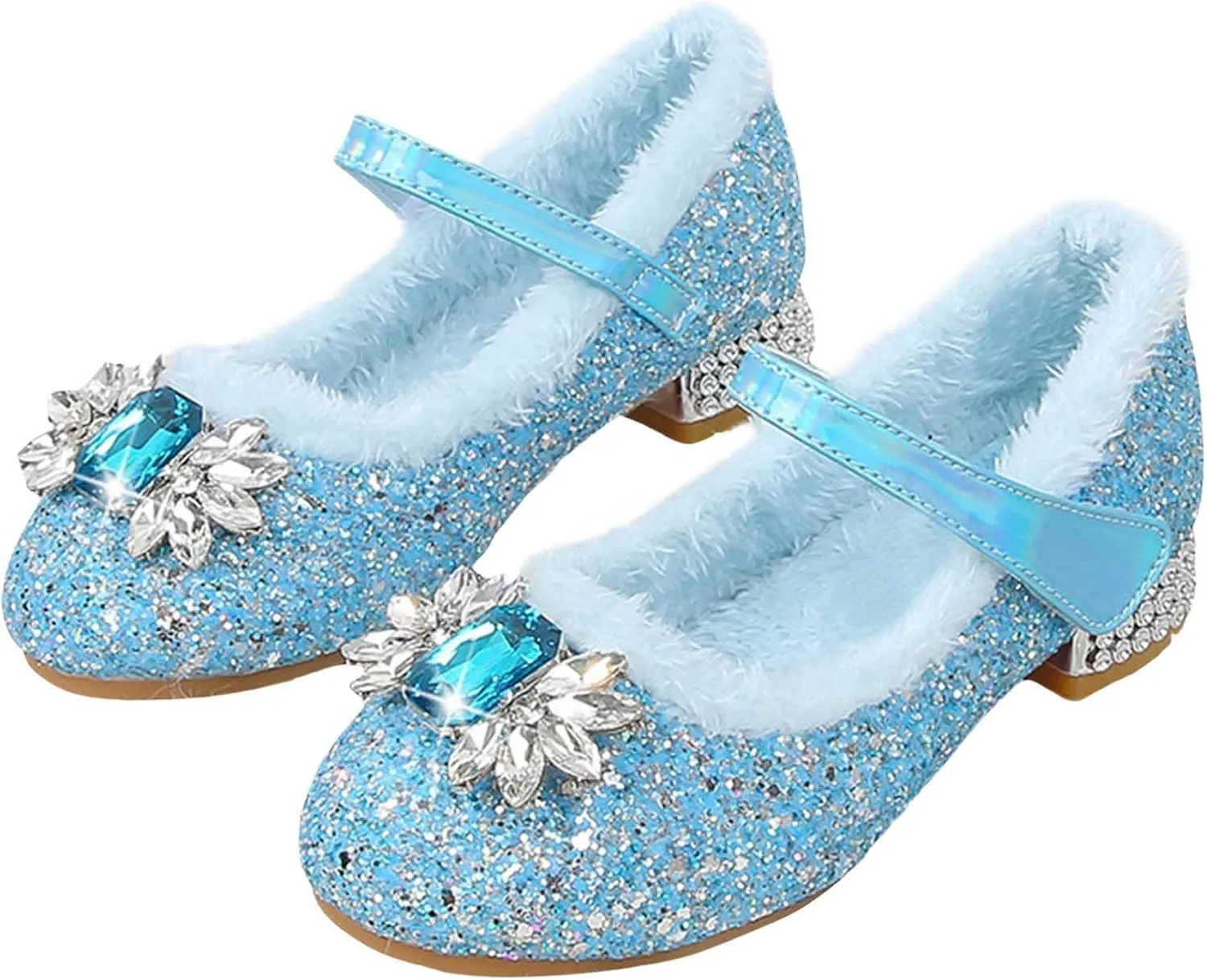 Toddler/Kids Girls Rhinestone Low Heel Dress Shoes Princess Mary Jane Shoes Beads Flower Wedding Party Glitter Shoes