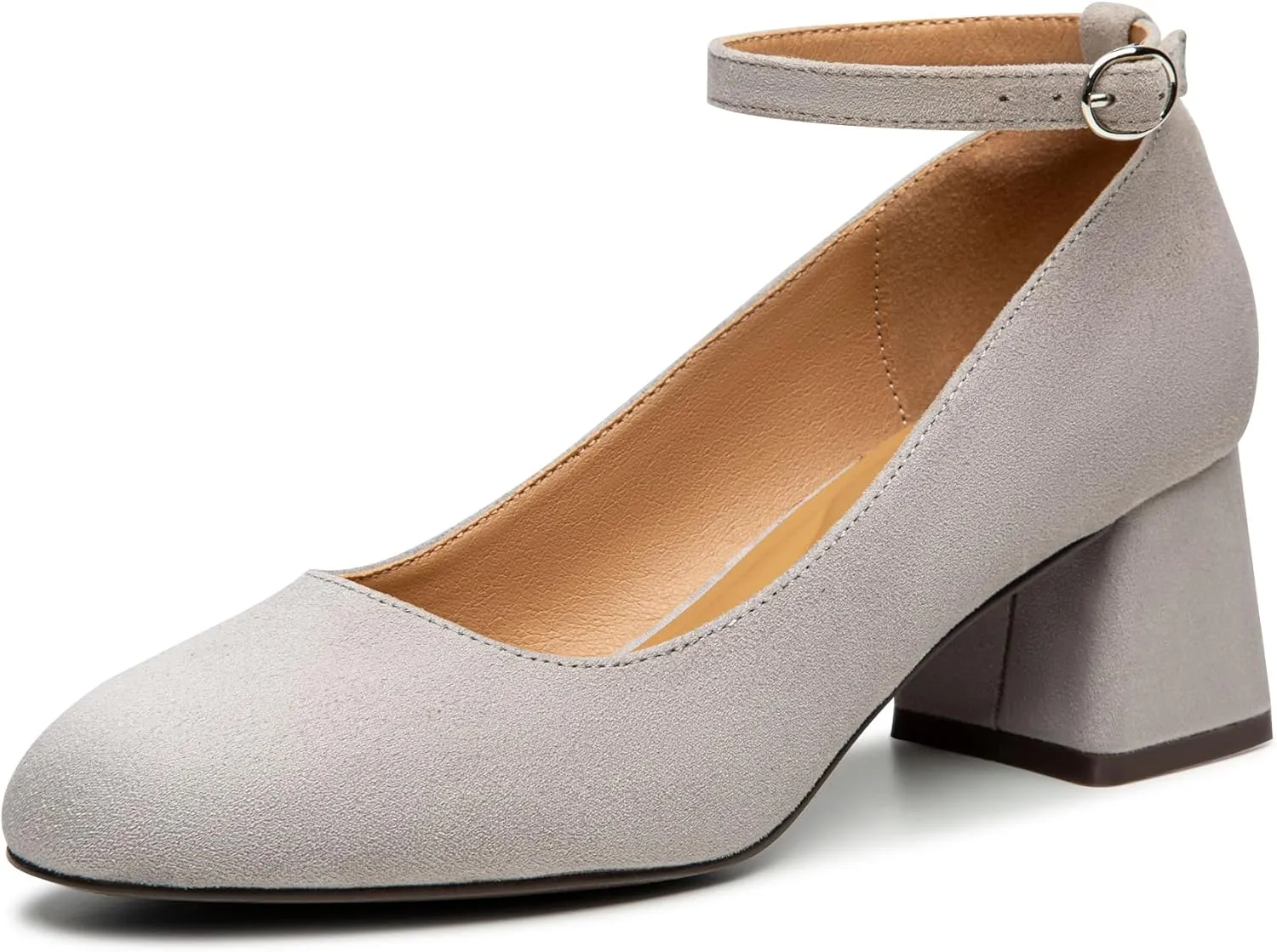 Trary Women's Chunky Low Heels Closed Round Toe Block Heels Mary Jane Shoes Adjustable Ankle Strap Pumps Comfortable Loafers Casual Dress Wedding Work Heels for Women