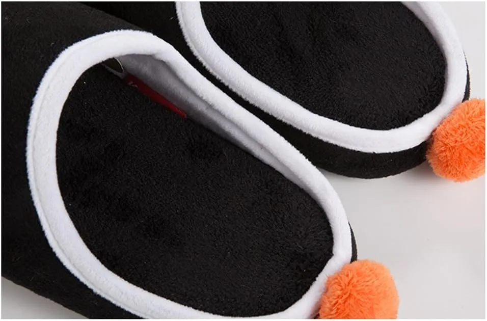 Unisex Children Comfy Coral Fleece Penguin Slippers Cute Floor Slippers