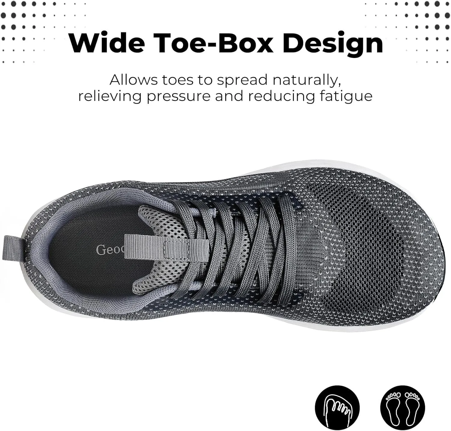 Wide Toe Box Walking Shoes for Men, Zero Drop Road Running Shoes, Lightweight, Breathable, for Tennis, Gym
