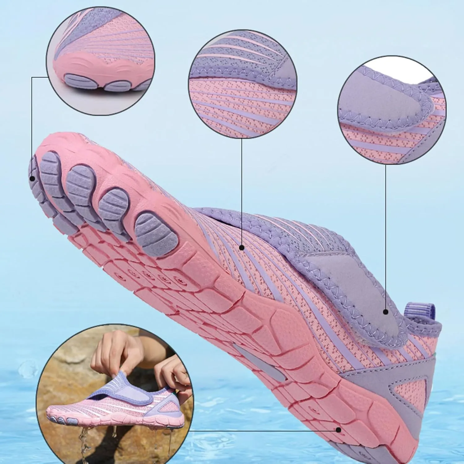 Winter Summer Wide Toe Hike Barefoot Shoes for Women Men Breathable Quick Dry Soft Water Aqua Socks for Hiking Swim Beach Surf Yoga Sport Footwear