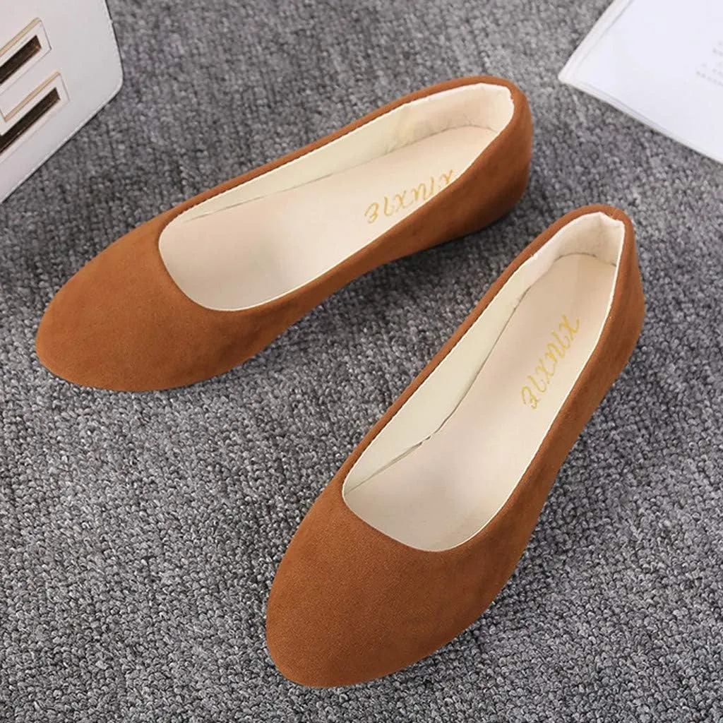 Women Girls Solid Big Size Slip On Flat Shallow Comfort Casual Single Shoes Casual Outdoor Shoes