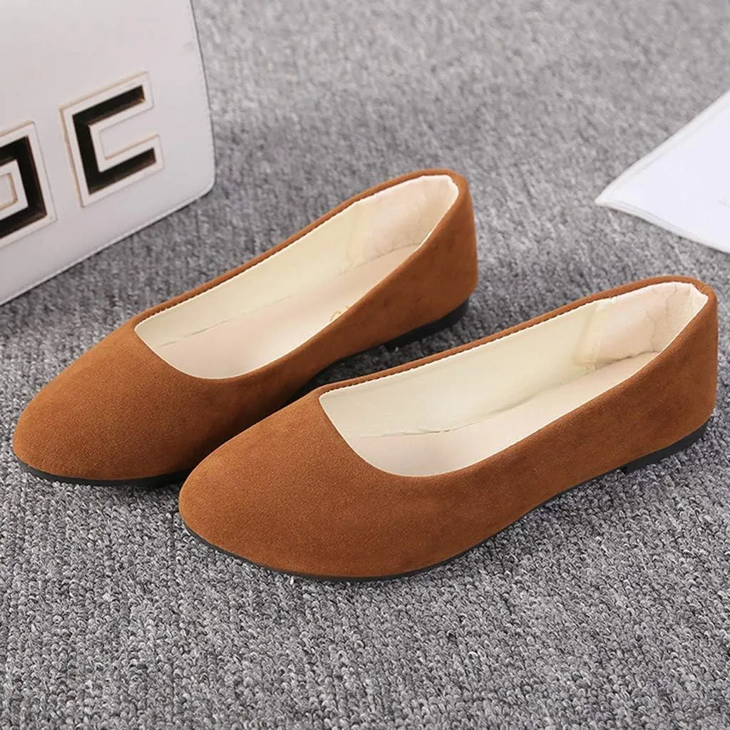 Women Girls Solid Big Size Slip On Flat Shallow Comfort Casual Single Shoes Casual Outdoor Shoes