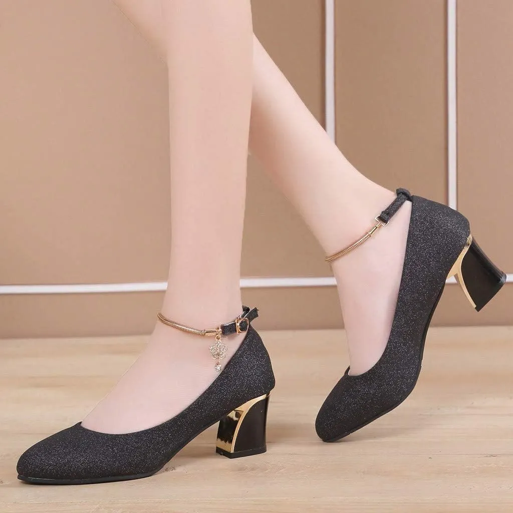 Women Mary Jane Shoes Formal Dress Shoes Chunky Heel Wedding Shoe Closed Toe Work Pumps Work Heels
