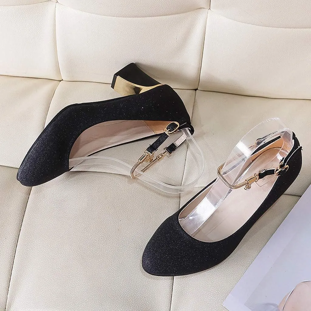 Women Mary Jane Shoes Formal Dress Shoes Chunky Heel Wedding Shoe Closed Toe Work Pumps Work Heels