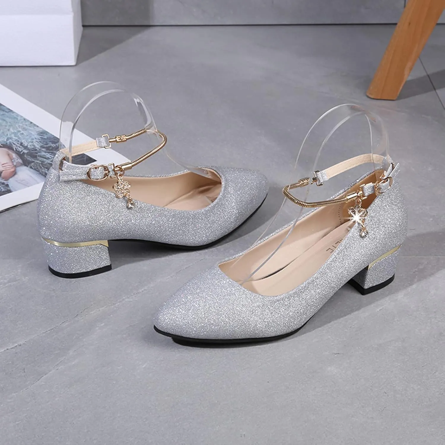 Women Mary Jane Shoes Formal Dress Shoes Chunky Heel Wedding Shoe Closed Toe Work Pumps Work Heels