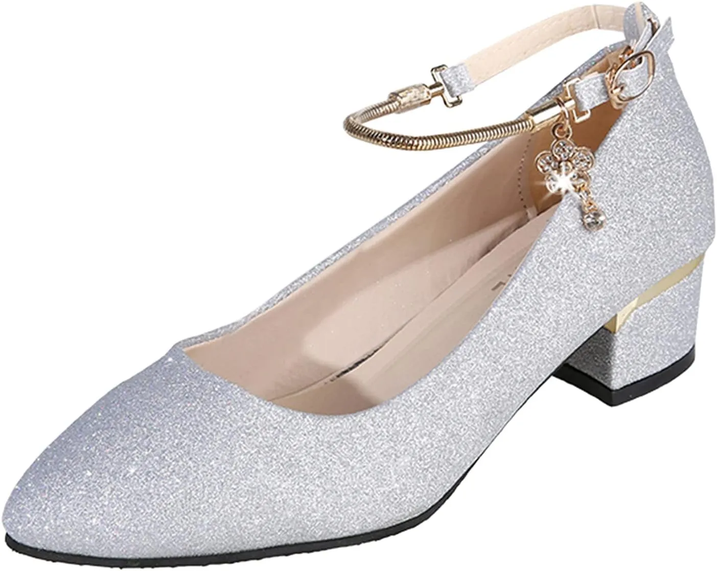 Women Mary Jane Shoes Formal Dress Shoes Chunky Heel Wedding Shoe Closed Toe Work Pumps Work Heels