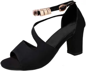 Womens Buckle Strap Chunky Sandals Summer Casual Fish Mouth Peep Toe Beaded Hollow Thick High Heels Sandalias Novelty Comfy Outdoor Ladies Shoes