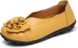 Womens Casual Loafers Shoes Round Toe Lightweight Soft Flat Moccasins Shoes Dressy Leather Slip On Comfortable Walking Loafer