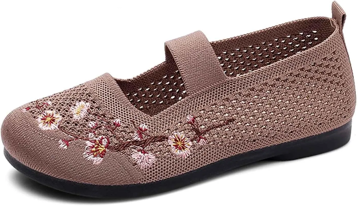 Women's Casual Shoes Embroidered Breathable Flat Comfortable Everyday Wear Versatile Design for Jeans and Relaxed Attire All Seasons