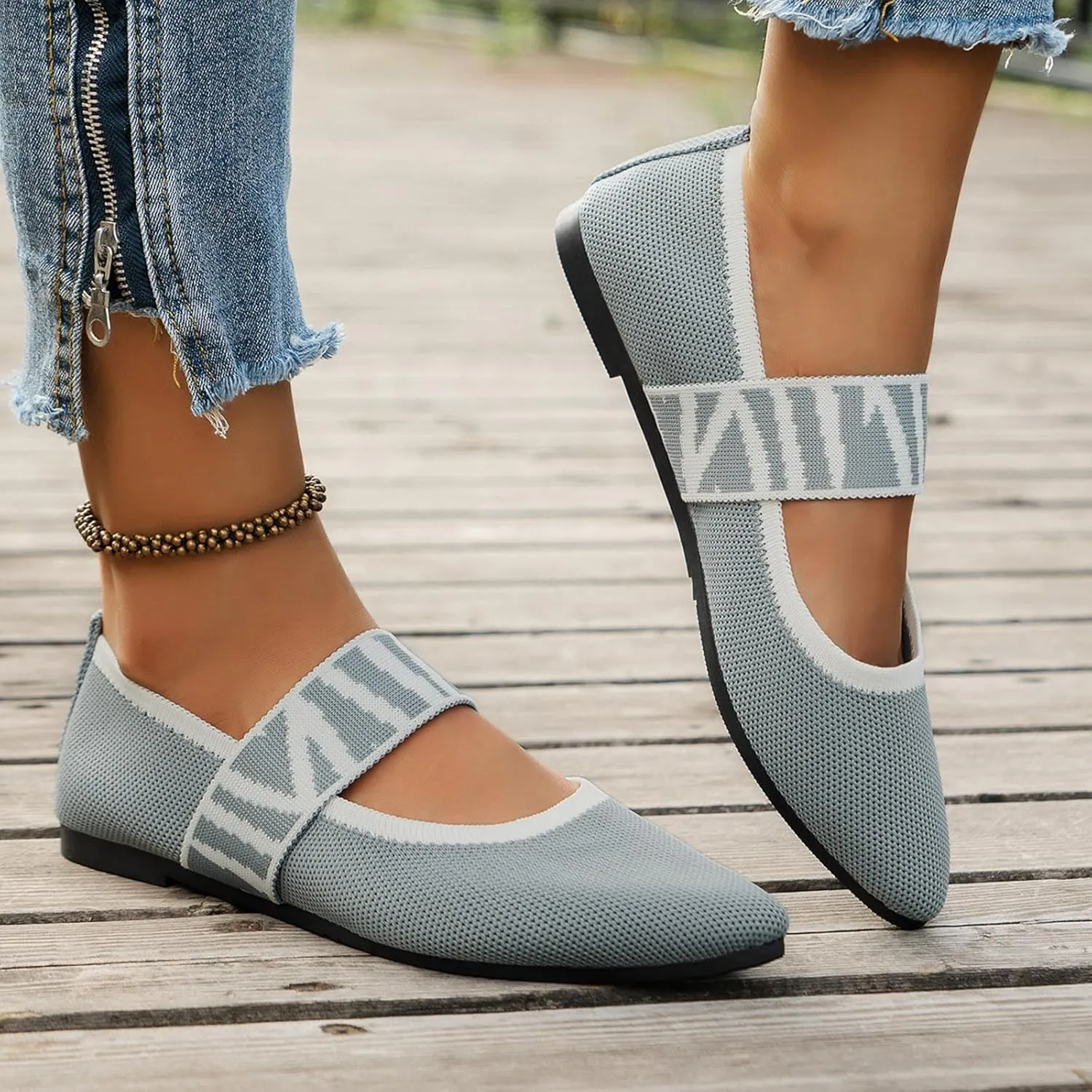 Women's Colour Blocking Lattice Shallow Mouth Hollow Flat Bottom Comfortable Single Elegant Shoes Trendy Slip on No Slip