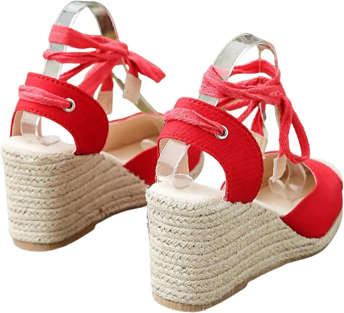Women's Espadrille Wedge Sandals Lace Up Closed Toe Sandal Ankle Strap Summer Shoes Platform Heeled Shoe Business Work Shoes Dressy Casual Slippers Walking Outdoor Slipper
