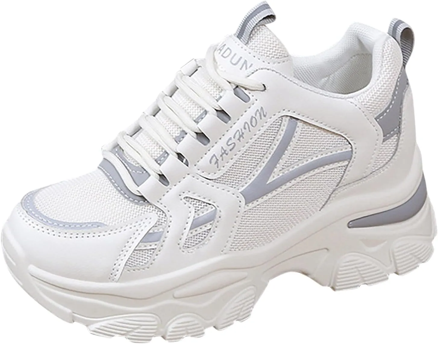 Women’s Fashion Platform Sneakers Breathable White Leather Mesh Teenage Girls Comfort Casual Sport Walking Shoes Arch support