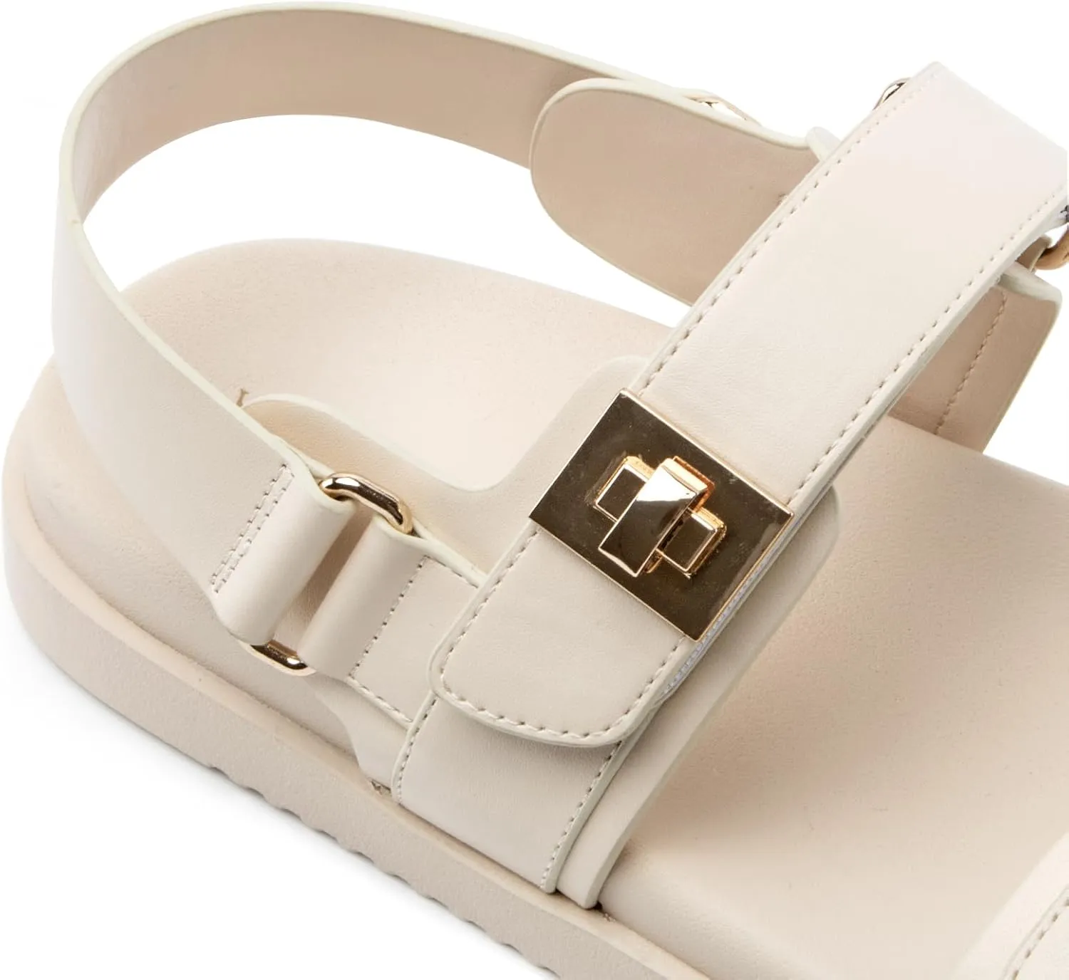 Women's Flat Sandals Adjustable Double Strap Slide Sandals Open Toe Slip on Shoes Resistant Leather Footbed Comfort Sandals Dressy for Summer Beach Vacation