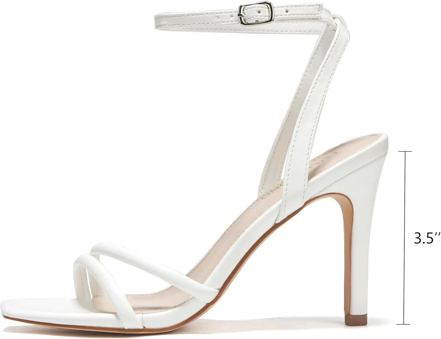 Women's Heels Strappy Ankle Strap High Heels 3.5 Inch Heeled Square Open Toe Sandals for Women