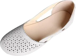 Womens Hollow Out Ballet Flats Slip On Round Toe Shoes Mary Jane Flats Low Heels Faux Leather Sandals Dressy Sandals for Office Work Casual Walking Shoes Comfort Wear Lightweight Footwear for Women