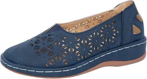 Womens Loafers Comfortable Dressy Wide Width Hollow Out Closed Toe Shoes Breathable Walking Sandals Slip On Summer Sandals Soft Flats for Women Casual Lightweight